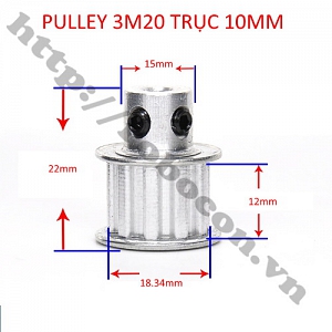  PKK734 Pulley Bánh Răng Nhôm 3M20 20 Răng Bản Rộng ...