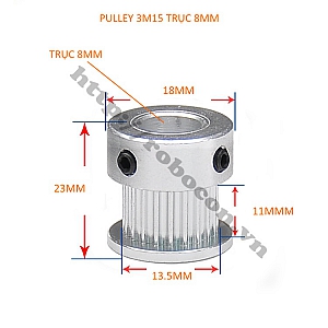  PKK749 PULLEY BÁNH RĂNG NHÔM 3M15 15 RĂNG BẢN RỘNG ...