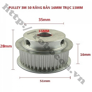  PKK744 PULLEY BÁNH RĂNG NHÔM 3M50 50 RĂNG RỘNG ĐAI ...