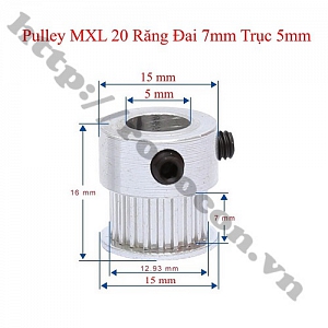  PKK1008 Pulley Bánh Răng Nhôm MXL20 20 Răng Bản Rộng ...