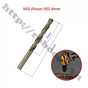 PKK1126 Mũi Khoan HSS 4mm Dài 75mm