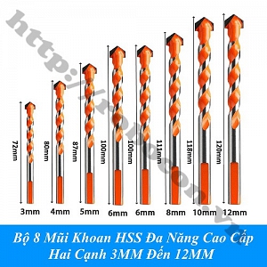 PKK1237 Bộ 8 Mũi Khoan HSS Đa ...