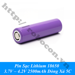  PPKP293 Pin Sạc Lithium 18650 3.7V – 4.2V 2500mAh Dòng ...