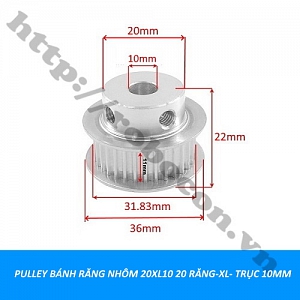  PKK337 Pulley Bánh Răng Nhôm 20XL10 20 Răng-XL- Trục 10mm