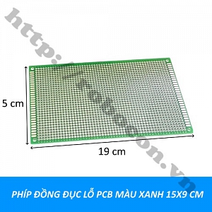 PCB27 PHÍP ĐỒNG ĐỤC LỖ PCB MÀU XANH 15X9 CM