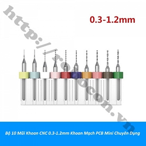 PKK1489 Bộ 10 Mũi Khoan CNC 0.3-1.2mm ...