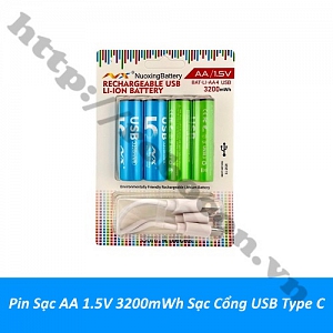  PPKP349 Pin Sạc AA 1.5V 3200mWh Sạc Cổng USB Type ...