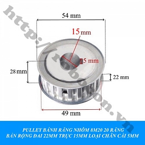 PKK1519 Pulley Bánh Răng Nhôm 8M20 20 Răng Bản Rộng ...